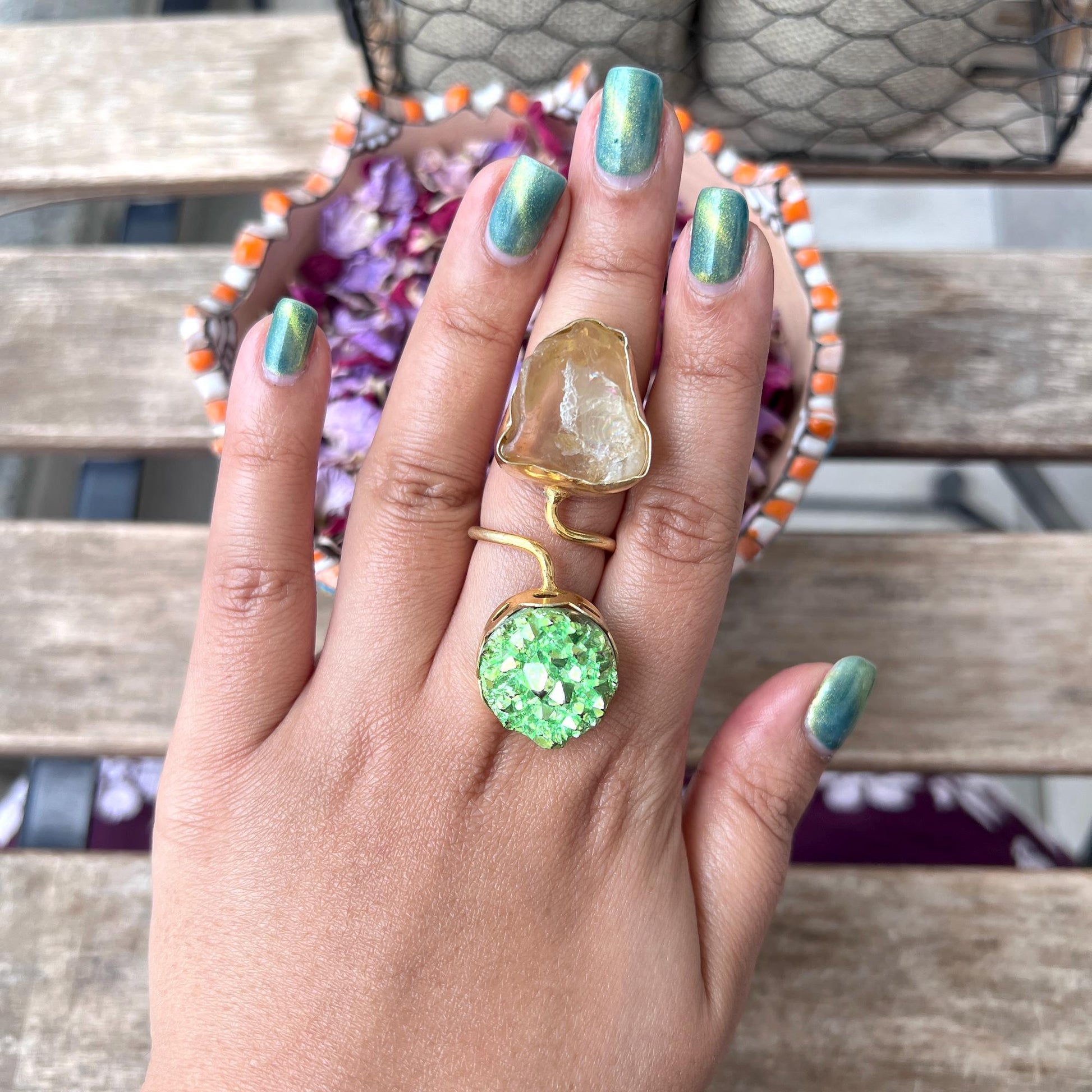 The Enache Green Druzy Quartz Ring TheEnache