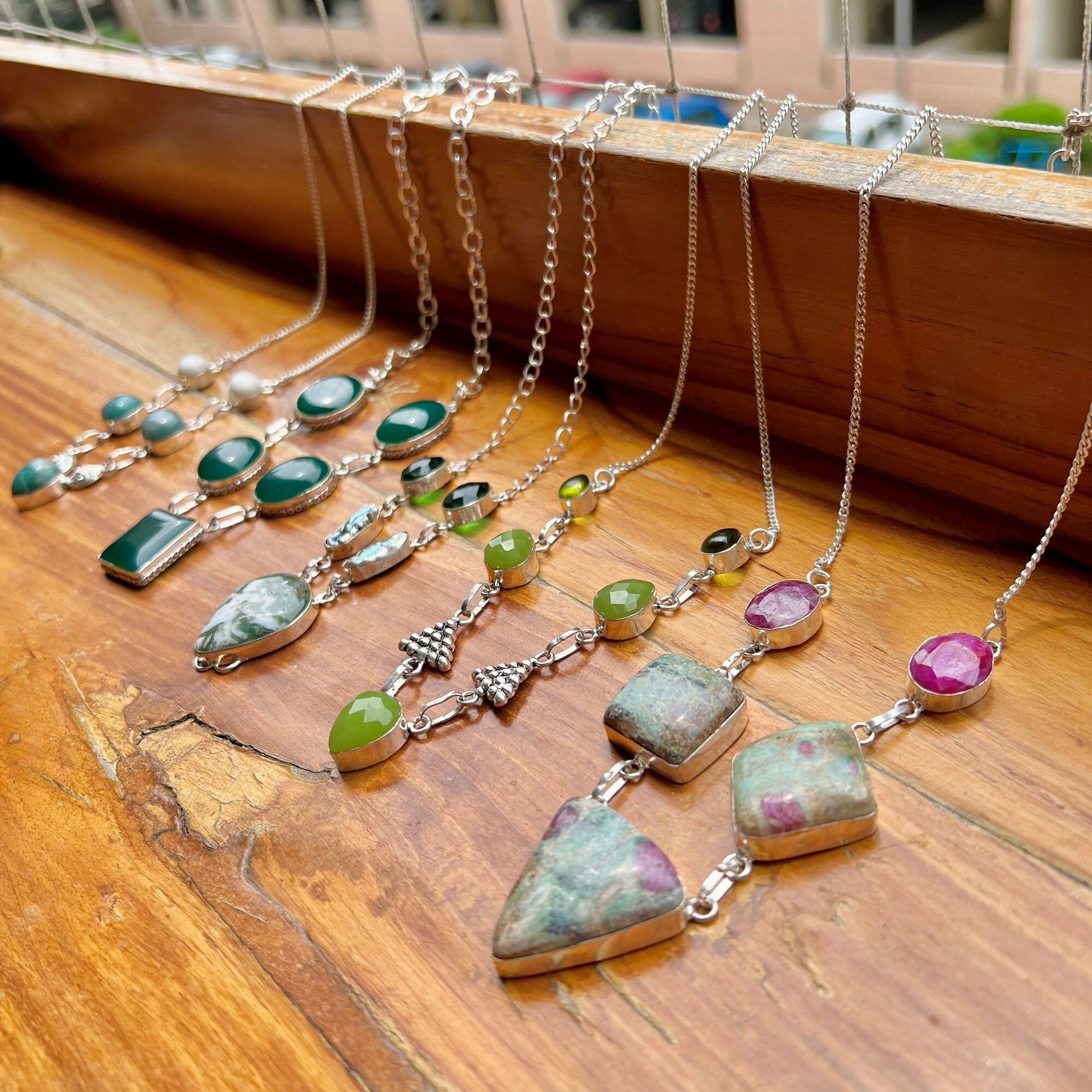 The Enache Green Gemstone Bib Necklace TheEnache