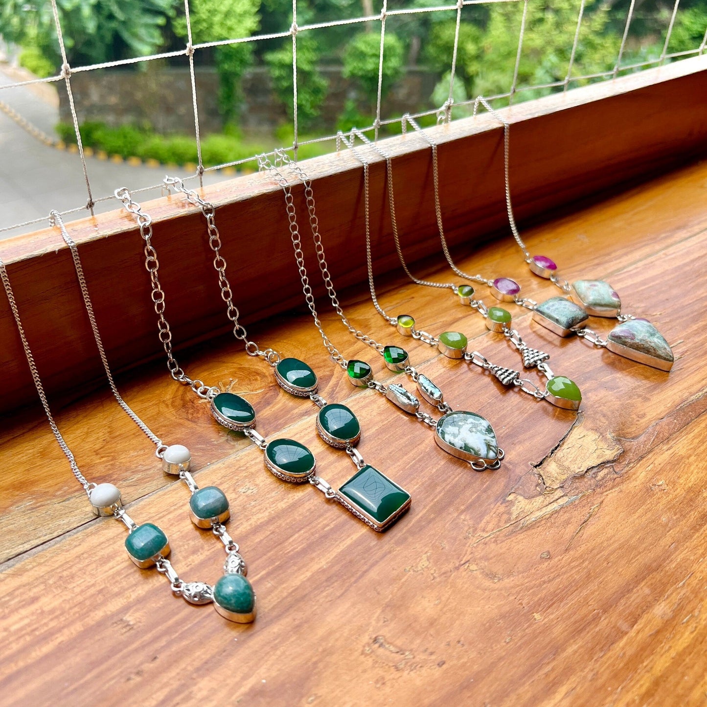 The Enache Green Gemstone Bib Necklace TheEnache