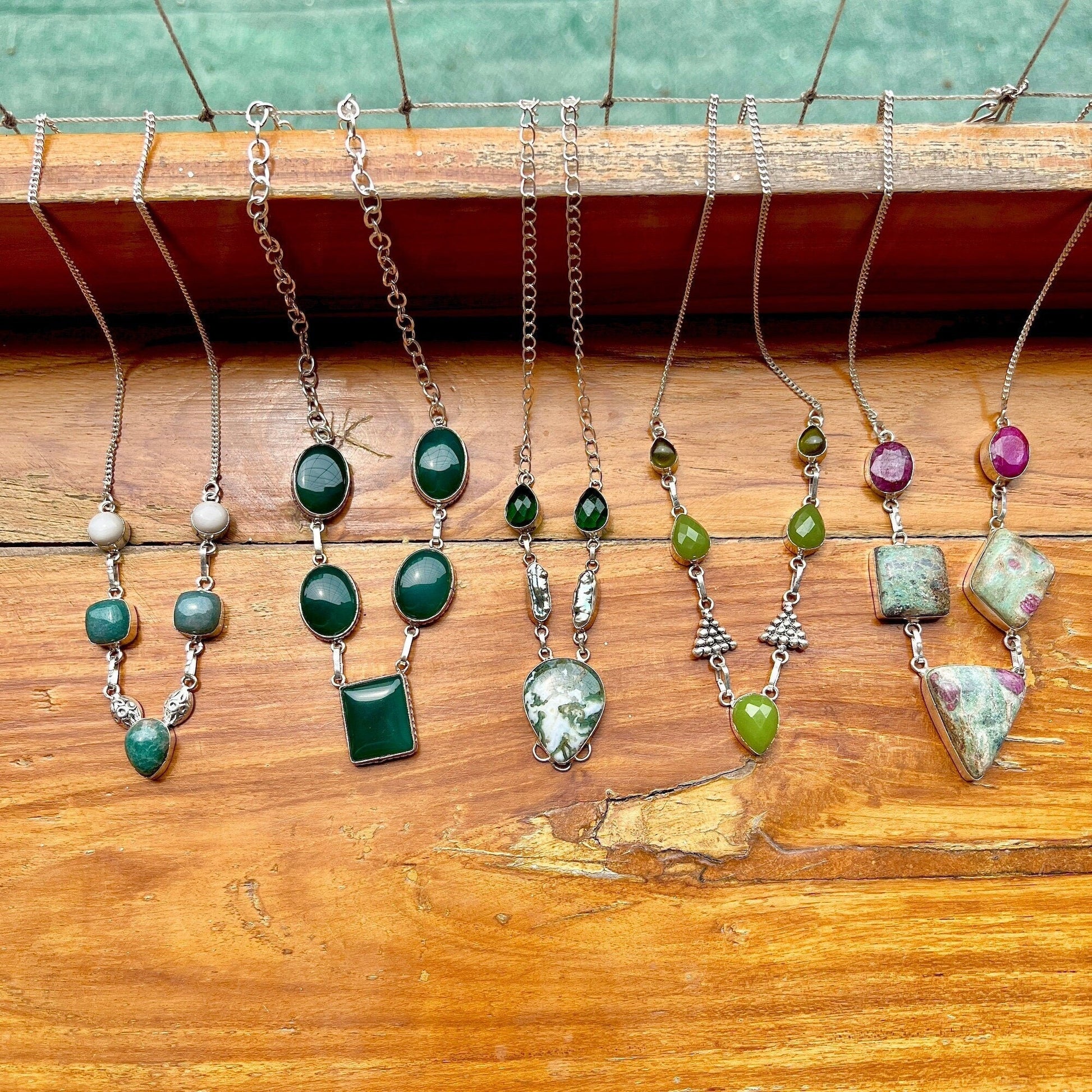 The Enache Green Gemstone Bib Necklace TheEnache