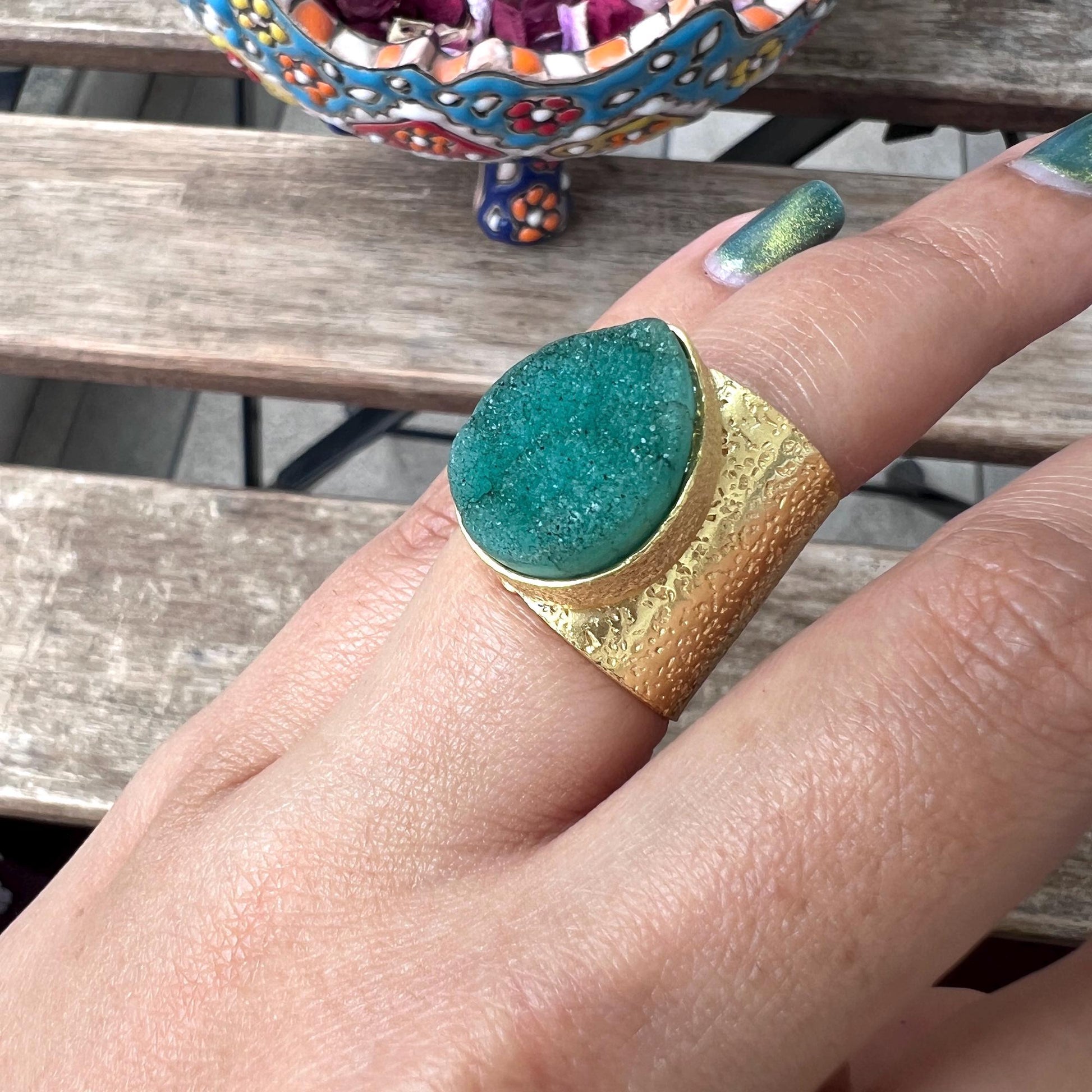 The Enache Green Geode Druzy Ring TheEnache