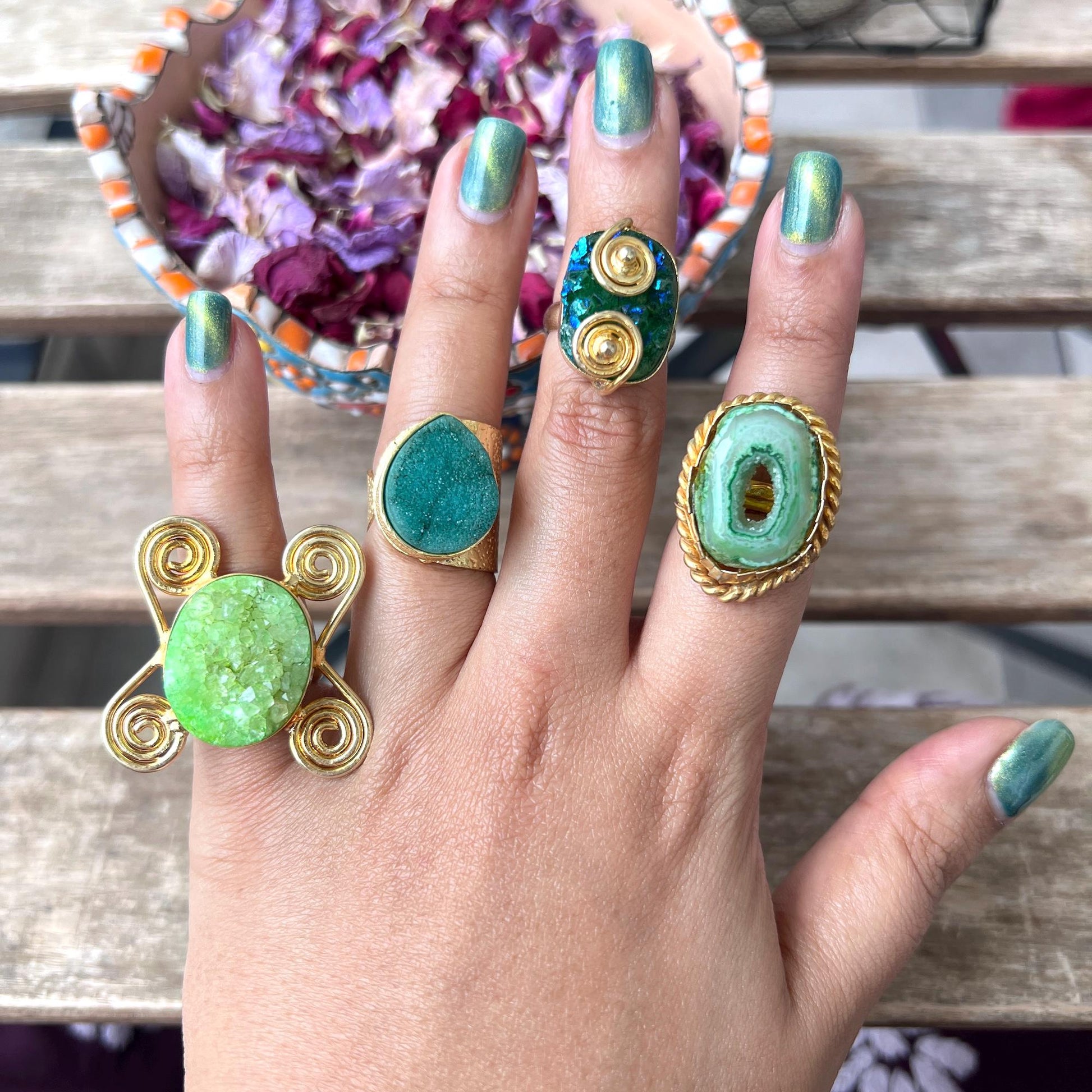 The Enache Green Geode Druzy Ring TheEnache