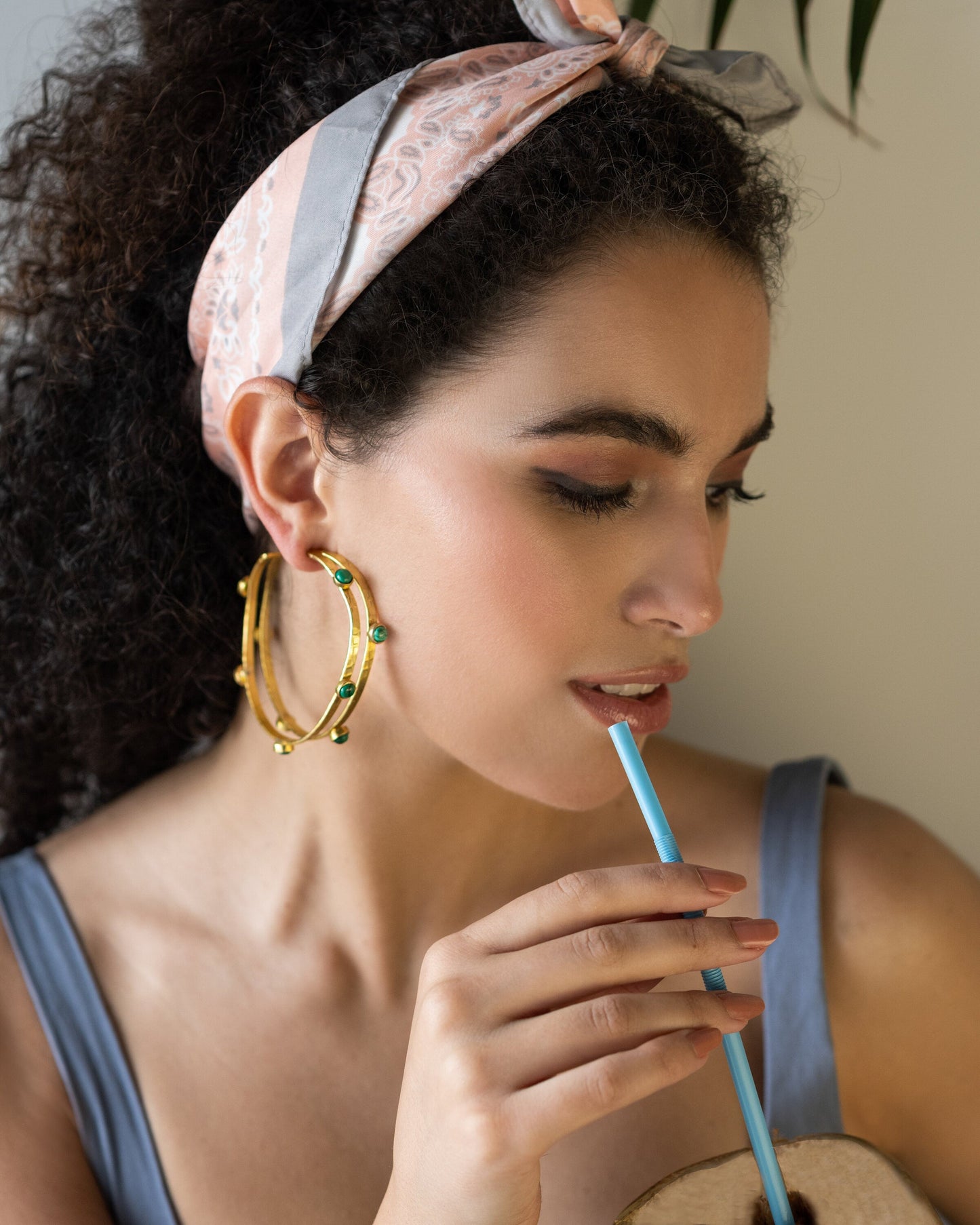 The Enache Green Gold Chunky Hoops TheEnache