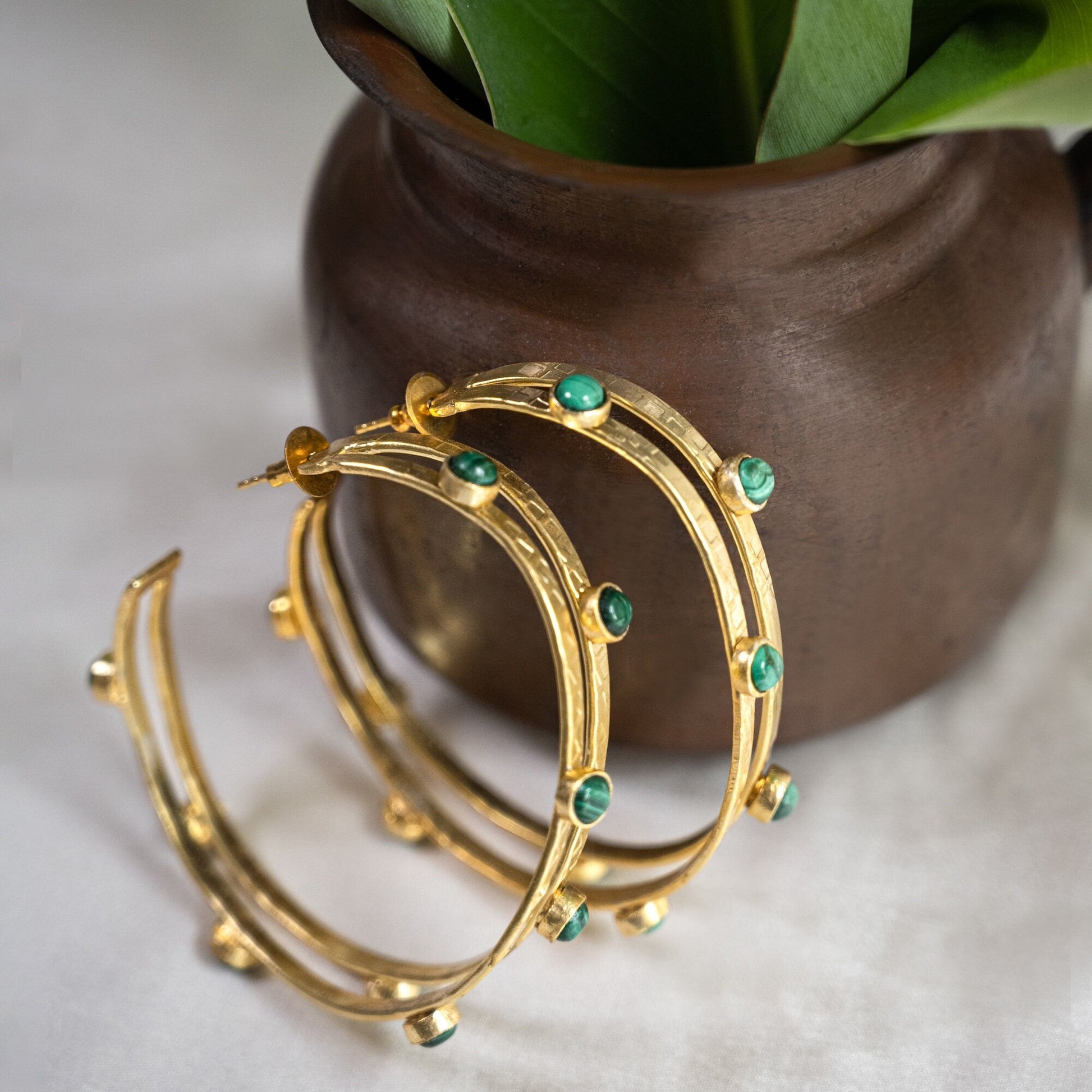 The Enache Green Gold Chunky Hoops TheEnache