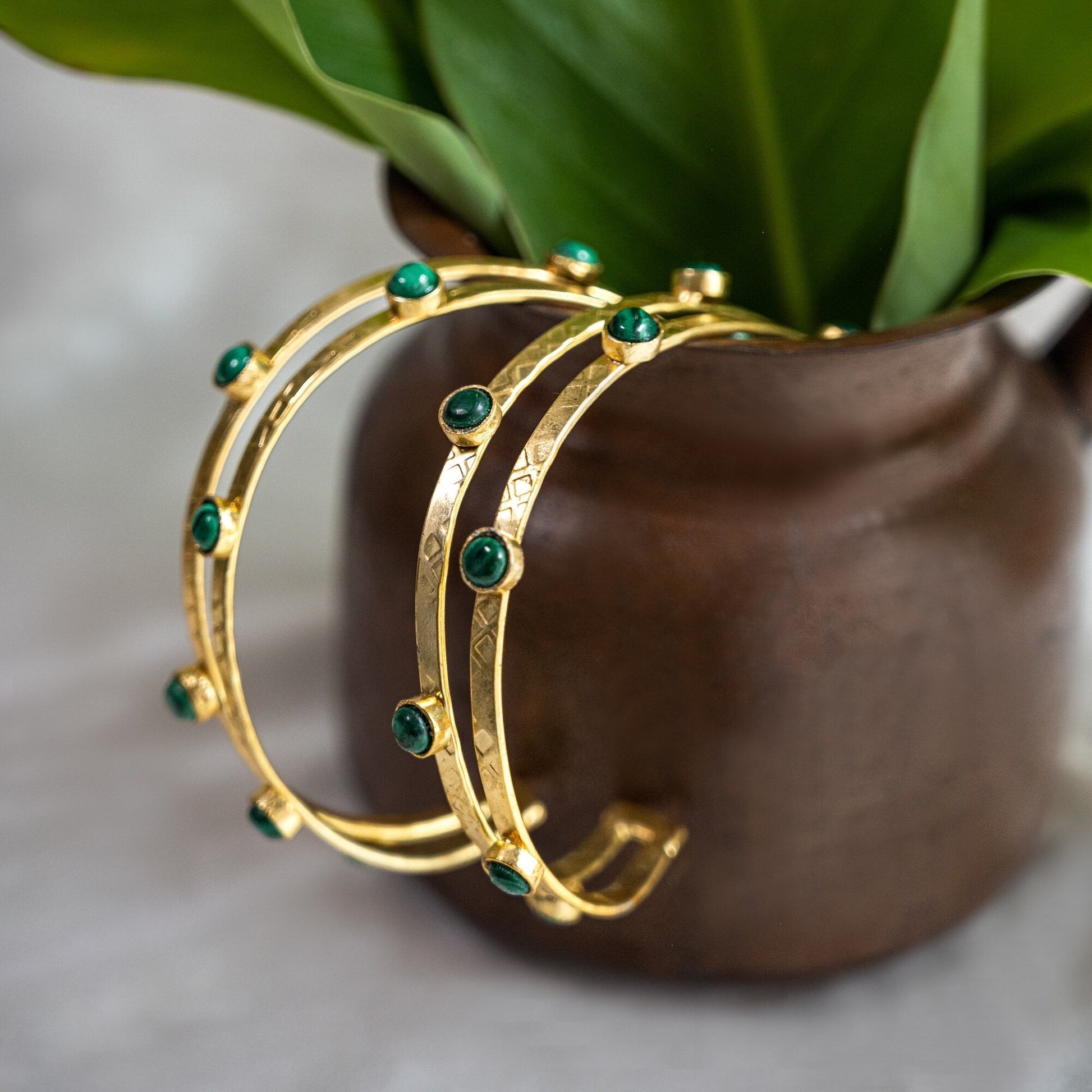 The Enache Green Gold Chunky Hoops TheEnache