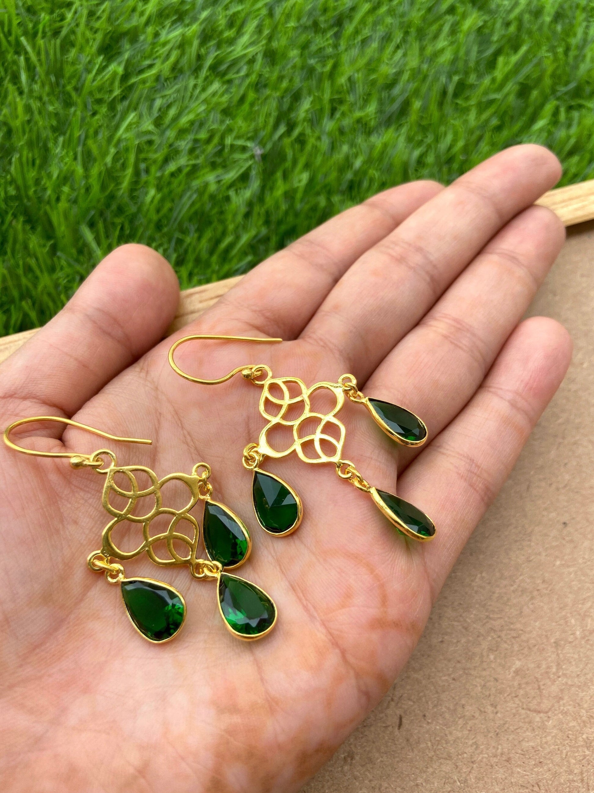 The Enache Green Onyx Charm Earrings TheEnache