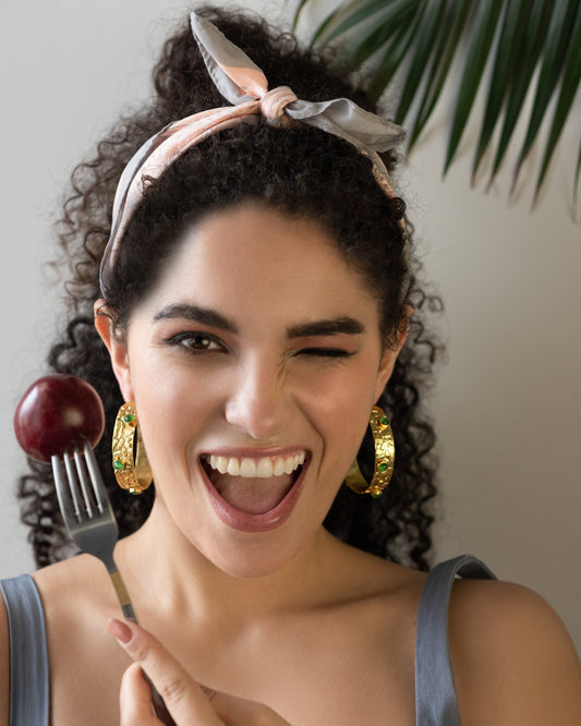 The Enache Green Stone Gold Hoops TheEnache