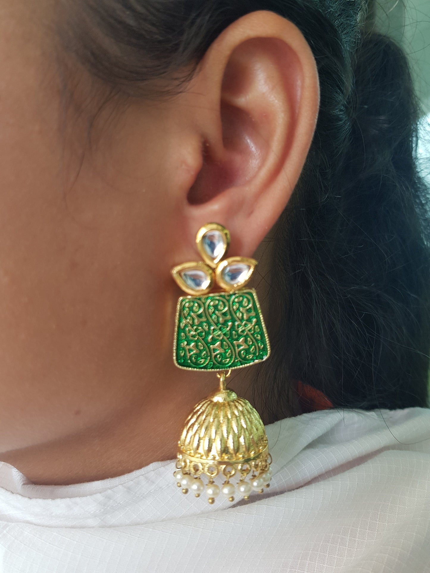 The Enache Indian Green Jhumka Earrings TheEnache