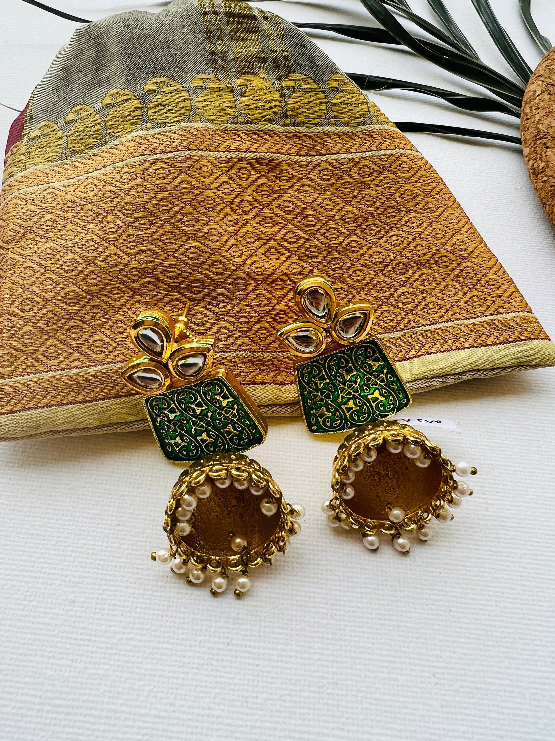 The Enache Indian Green Jhumka Earrings TheEnache