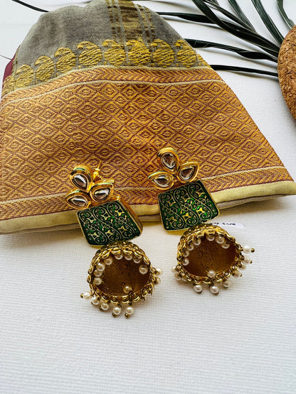 The Enache Indian Green Jhumka Earrings TheEnache
