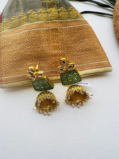 The Enache Indian Green Jhumka Earrings TheEnache