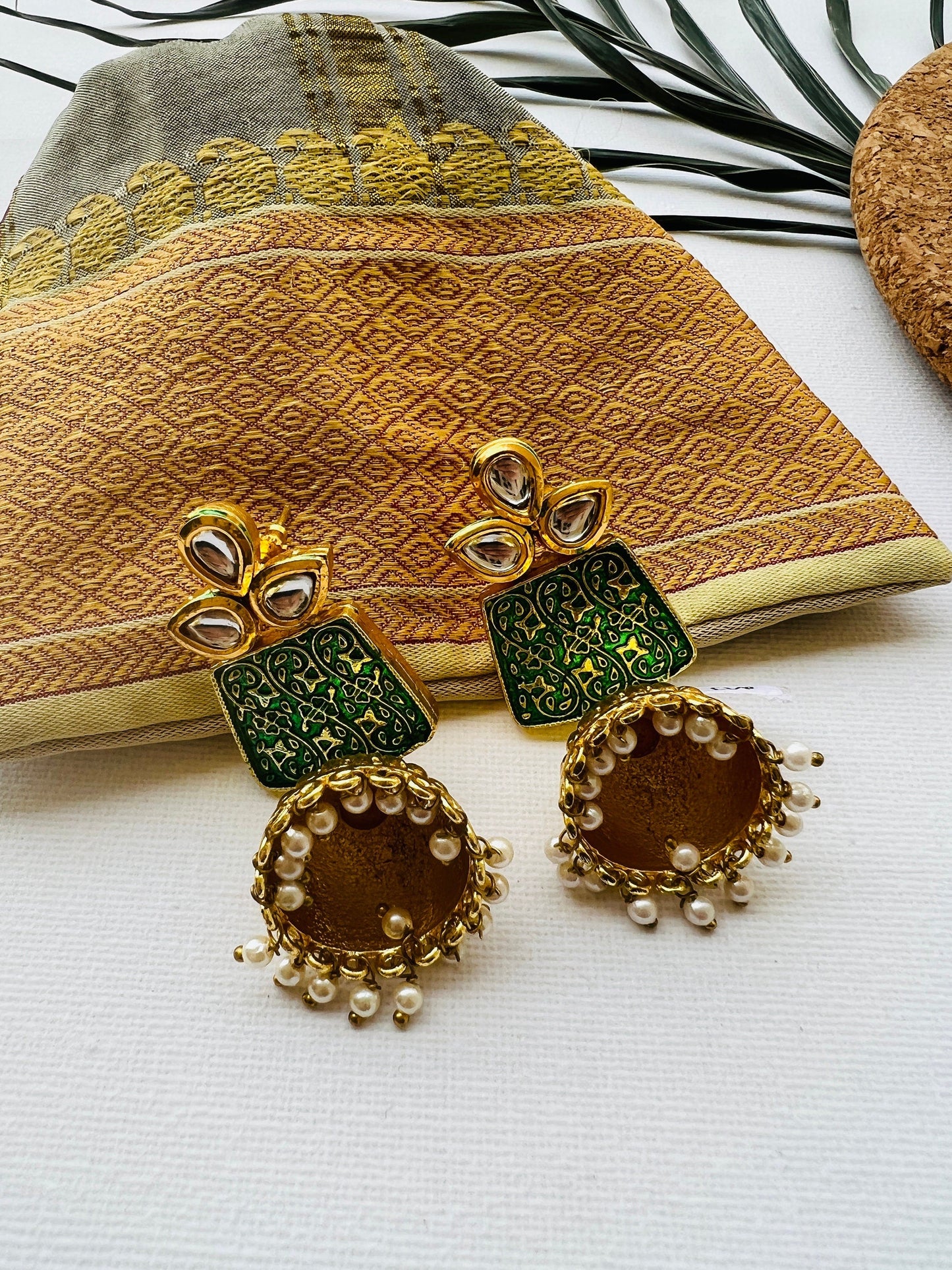 The Enache Indian Green Jhumka Earrings TheEnache