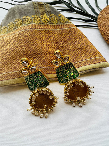 The Enache Indian Green Jhumka Earrings TheEnache