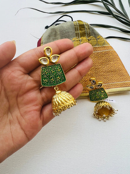 The Enache Indian Green Jhumka Earrings TheEnache