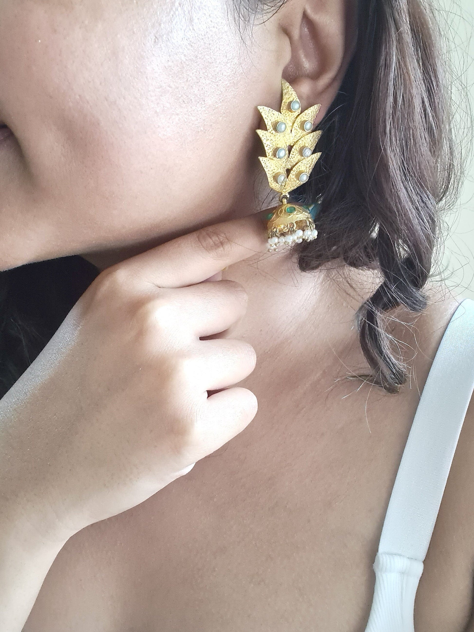 The Enache Jhumka Green Onyx Earrings TheEnache