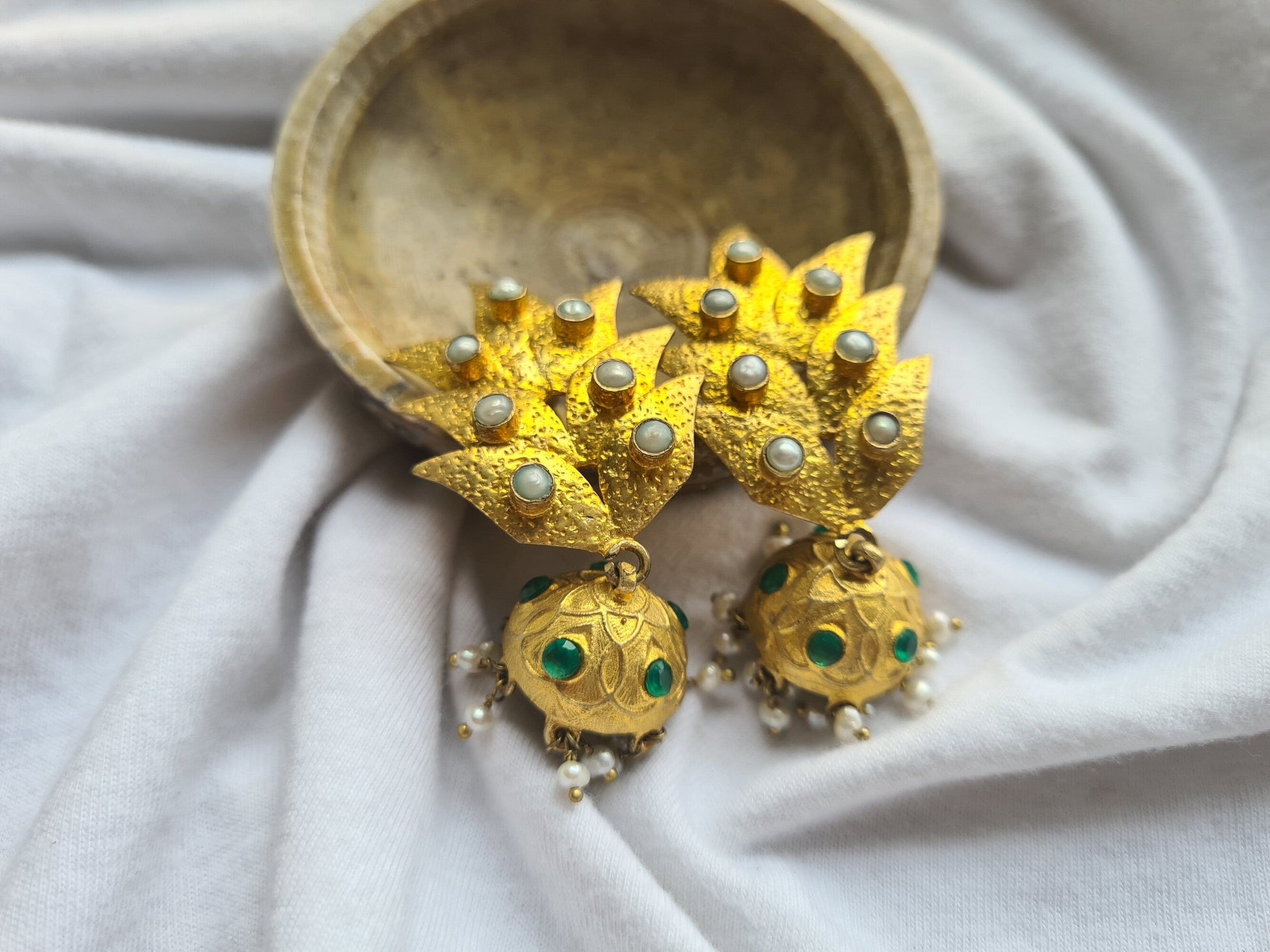 The Enache Jhumka Green Onyx Earrings TheEnache