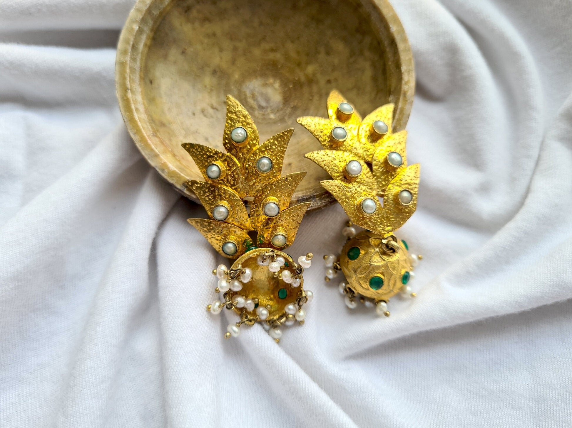 The Enache Jhumka Green Onyx Earrings TheEnache