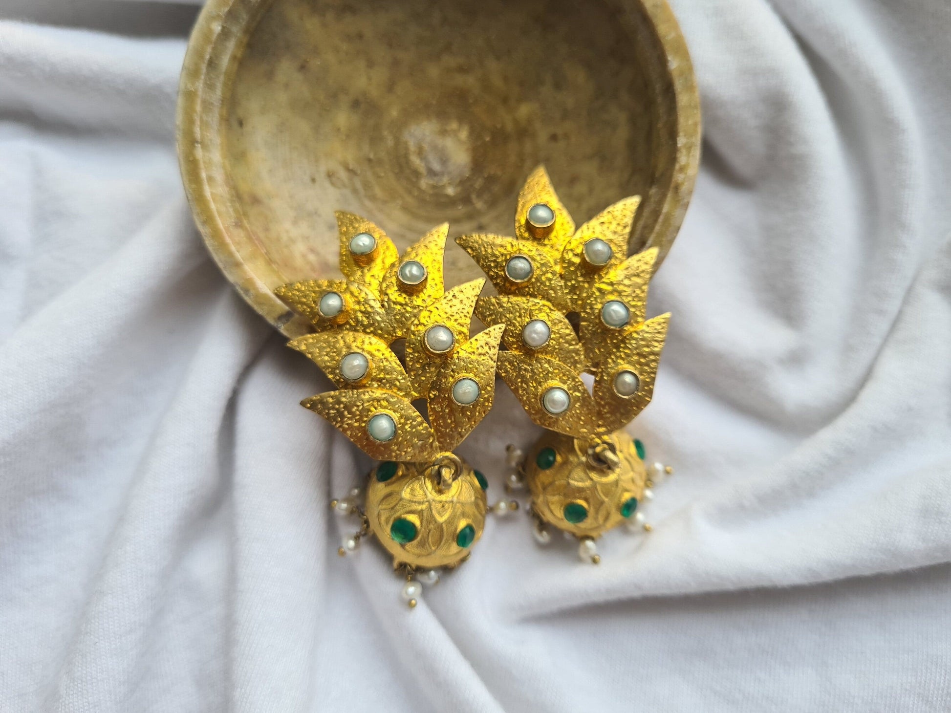 The Enache Jhumka Green Onyx Earrings TheEnache