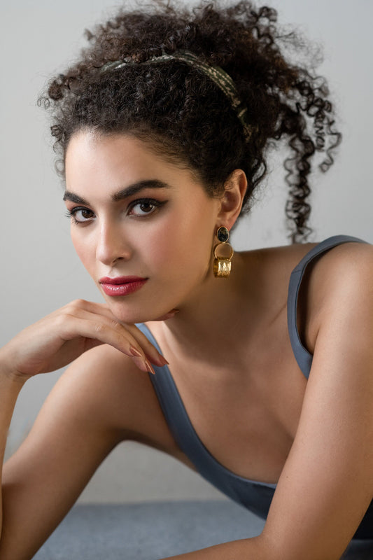 The Enache Labradorite Gold Loop Earrings TheEnache