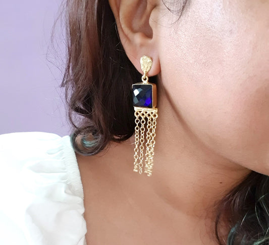 The Enache Lapis Lazuli Tassel Earrings TheEnache
