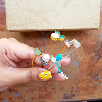 The Enache Minimal Silver Gemstone Cuff Bracelet TheEnache