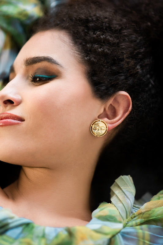The Enache Moon Face Gold Studs TheEnache