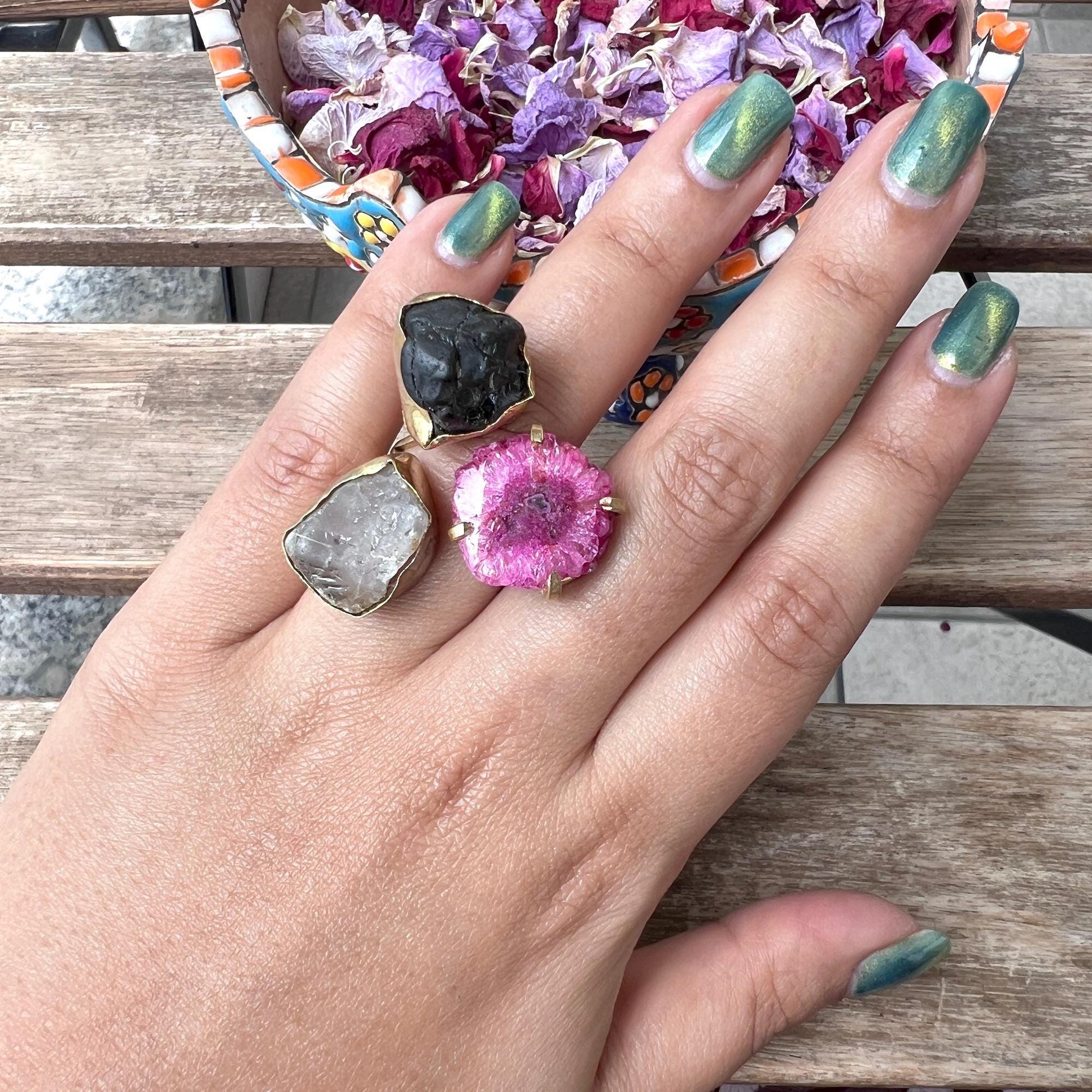 The Enache Multi Gemstone Crystal Agate Ring TheEnache