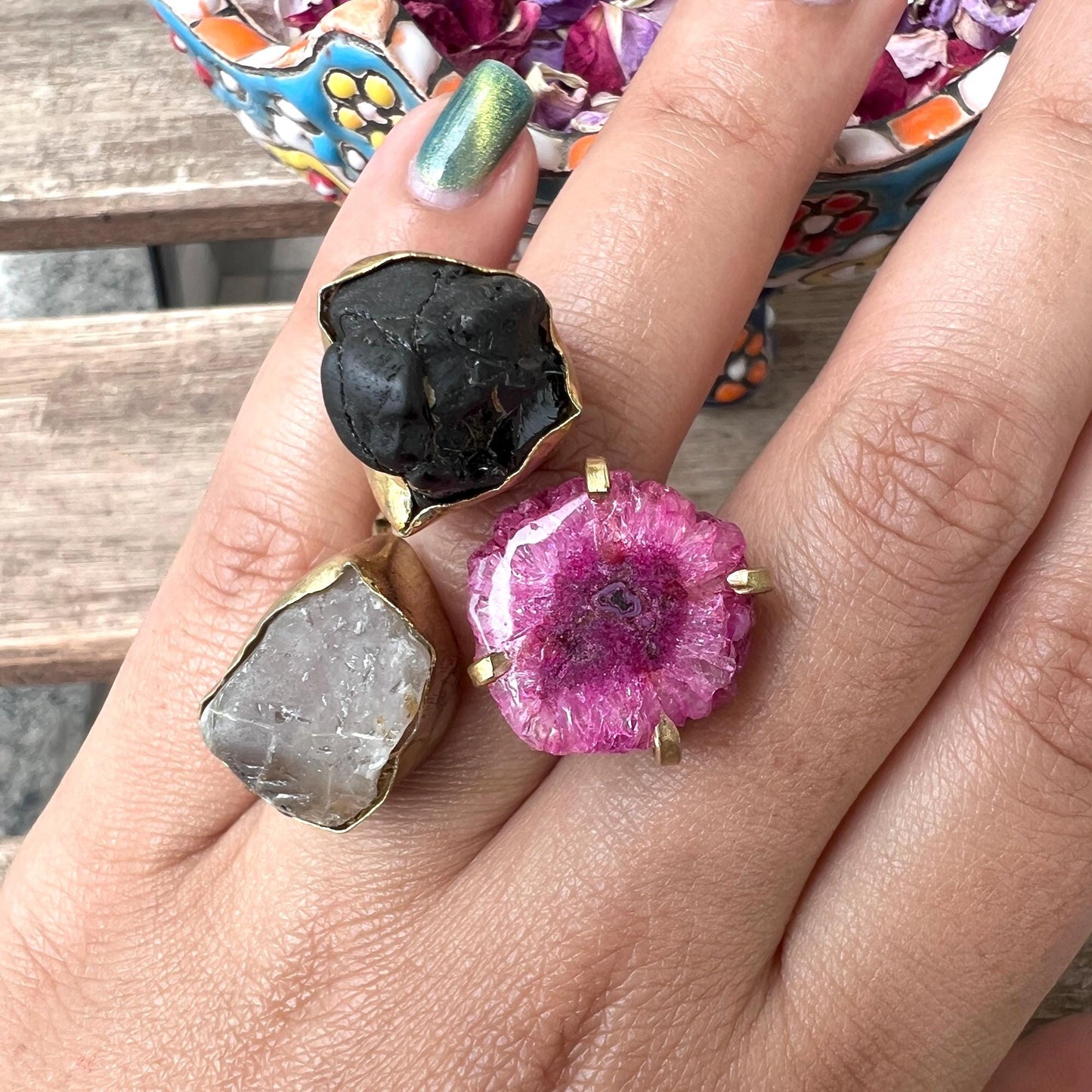 The Enache Multi Gemstone Crystal Agate Ring TheEnache