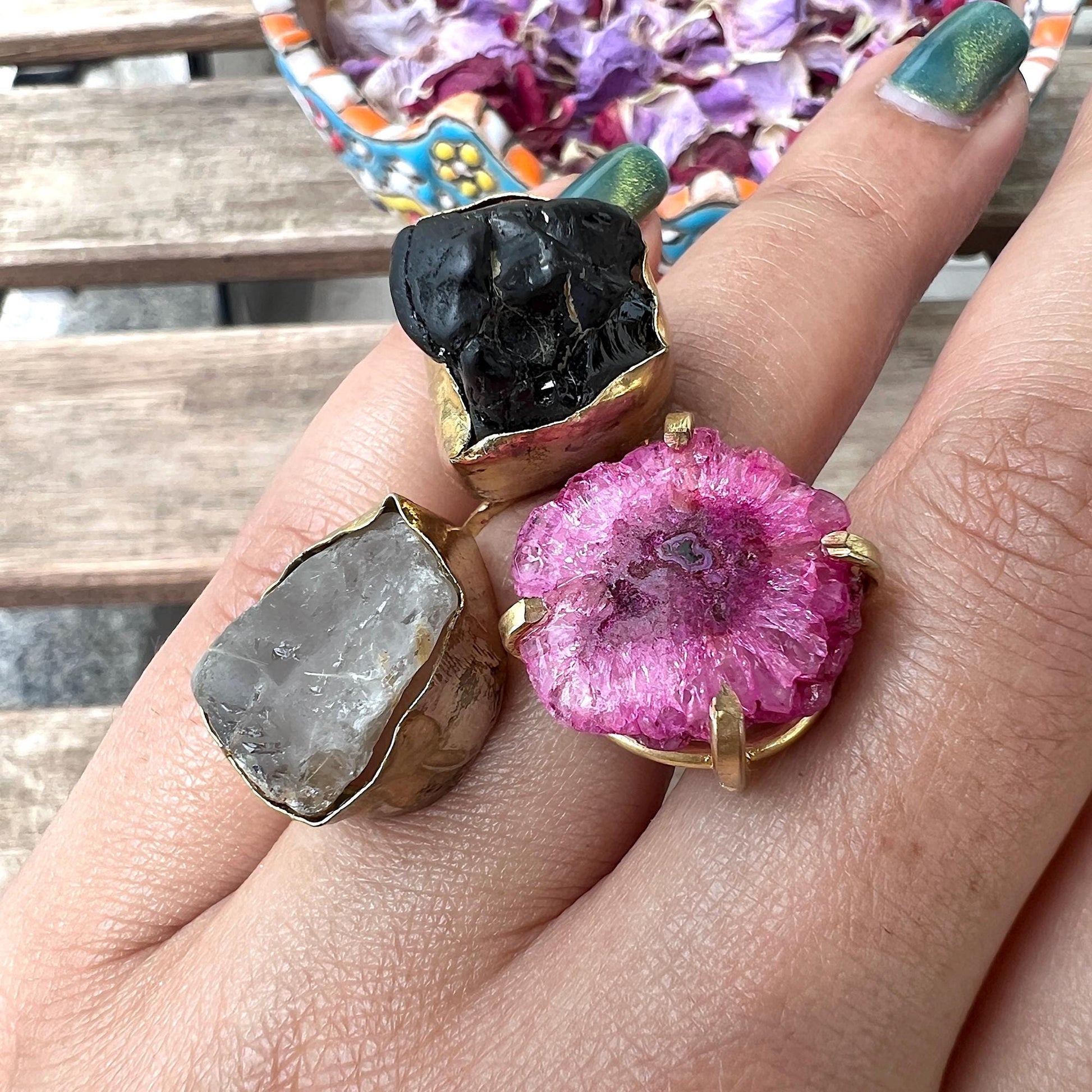 The Enache Multi Gemstone Crystal Agate Ring TheEnache