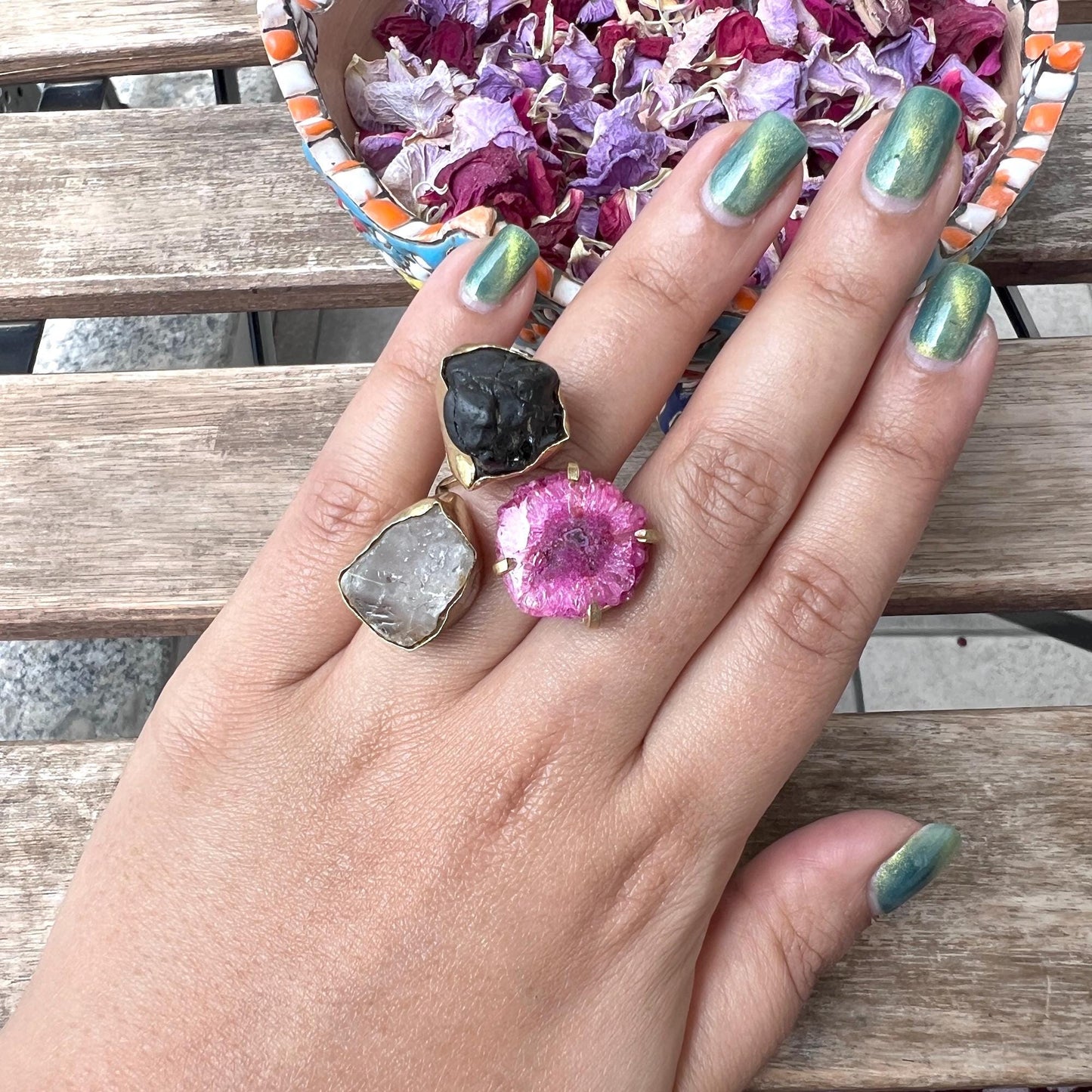 The Enache Multi Gemstone Crystal Agate Ring TheEnache