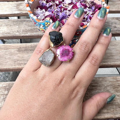 The Enache Multi Gemstone Crystal Agate Ring TheEnache