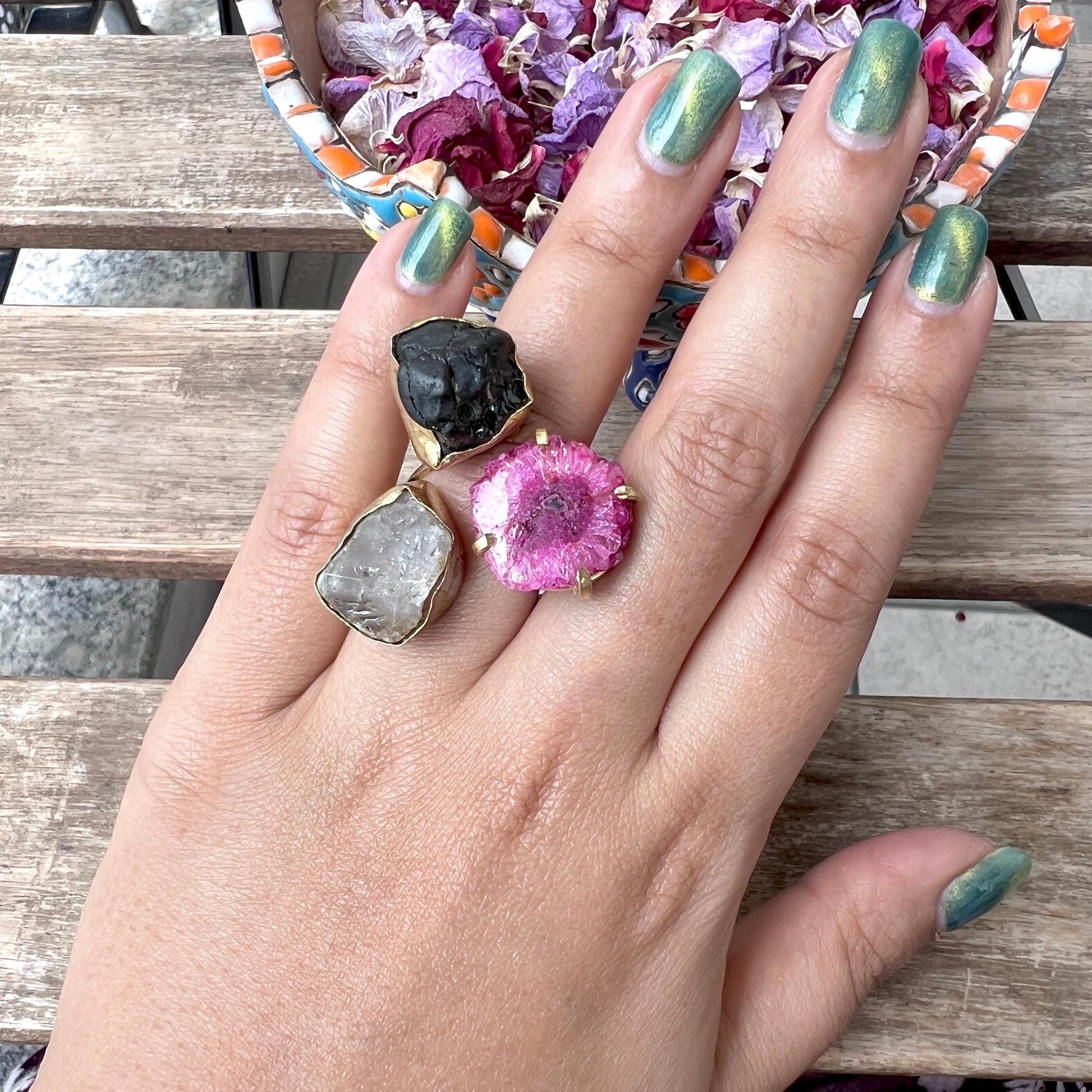 The Enache Multi Gemstone Crystal Agate Ring TheEnache