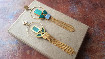 The Enache Natural Blue Chalcedony Tassel Earrings TheEnache