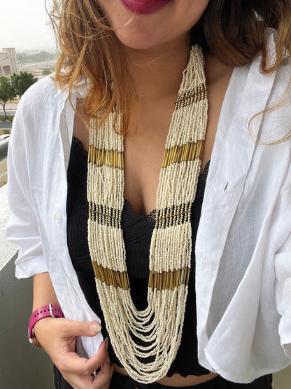 The Enache Off White Pink Multi Layer Necklace TheEnache