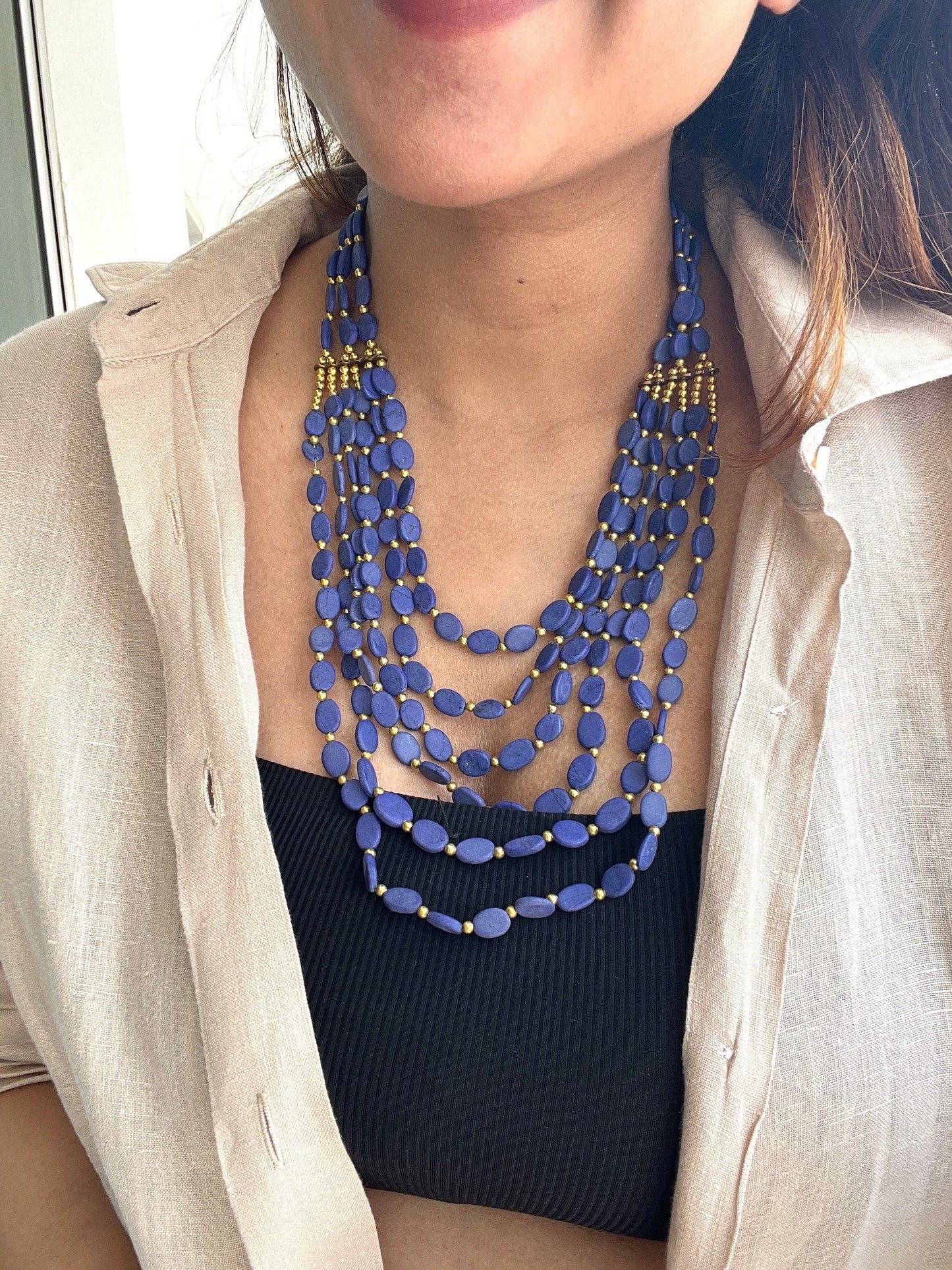 The Enache Oval Beads Turquoise Necklace TheEnache