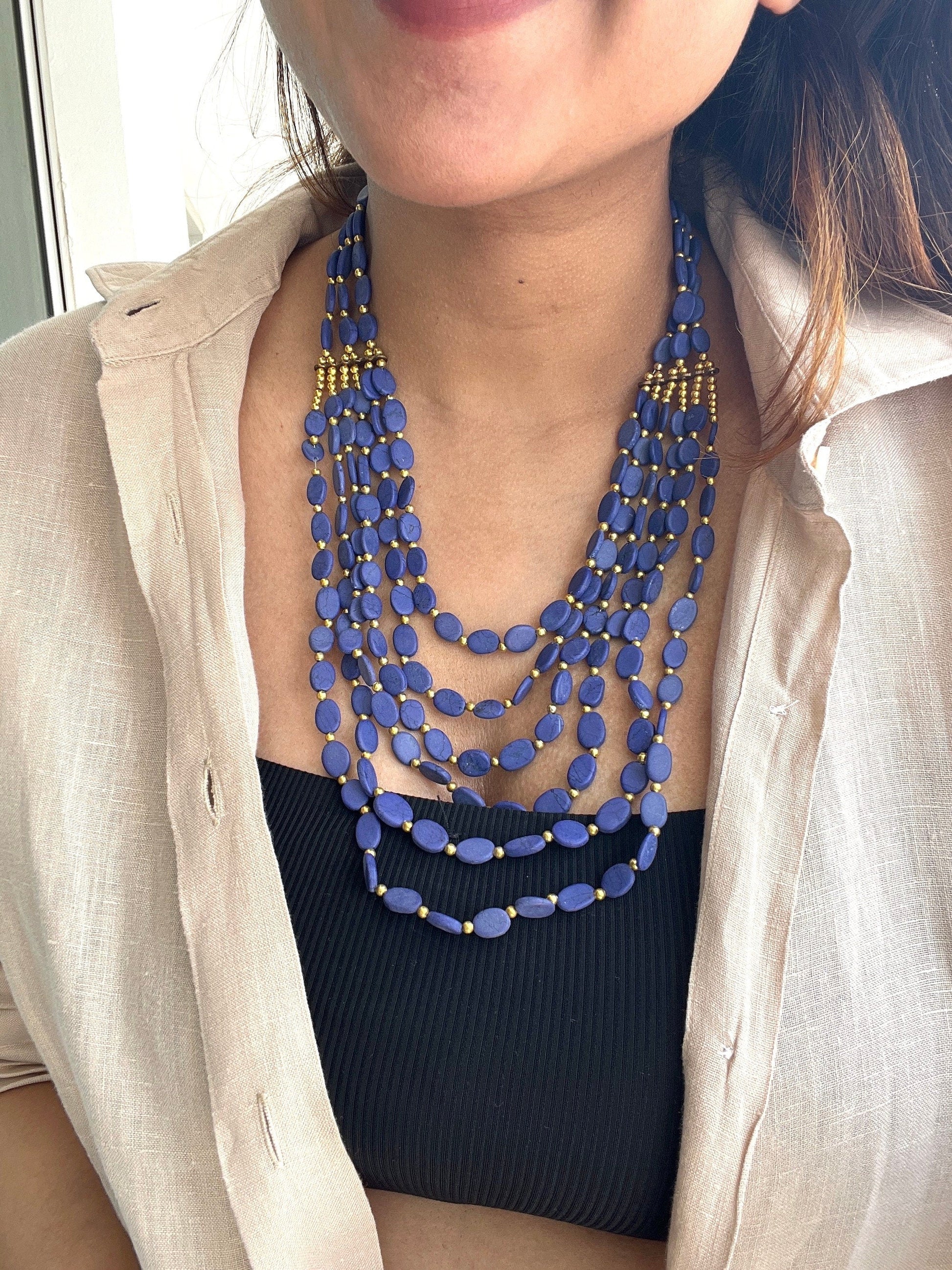 The Enache Oval Beads Turquoise Necklace TheEnache