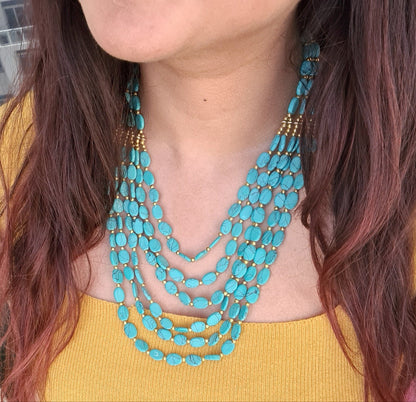 The Enache Oval Beads Turquoise Necklace TheEnache