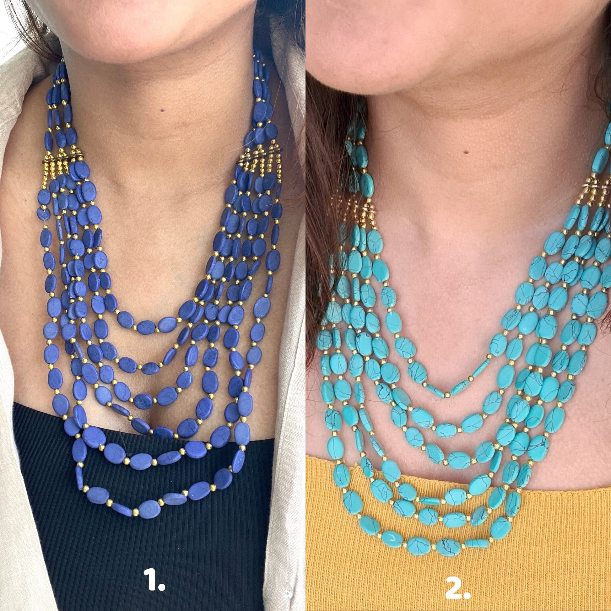 The Enache Oval Beads Turquoise Necklace TheEnache