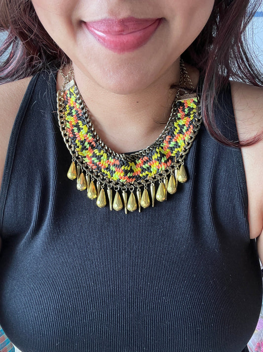 The Enache Oxidized Gold/Yellow Statement Beaded Necklace TheEnache