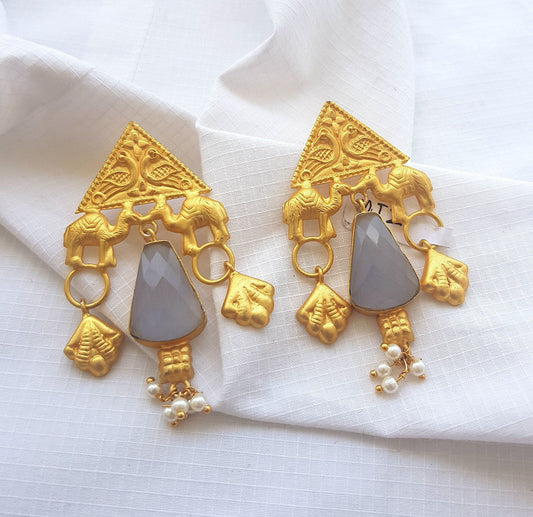 The Enache Peacock Camel Dangle Earrings TheEnache