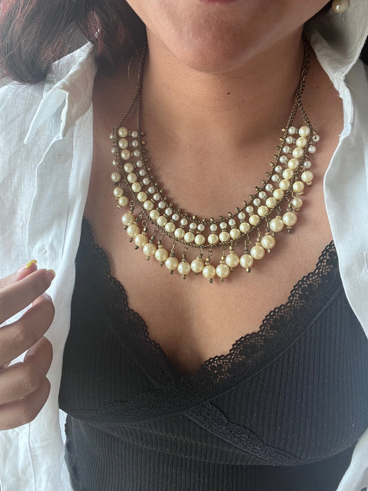 The Enache Pearl Chunky Bib Necklace TheEnache