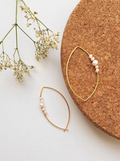 The Enache Pearl Marquise Hoop Earrings TheEnache