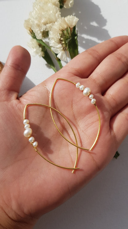 The Enache Pearl Marquise Hoop Earrings TheEnache