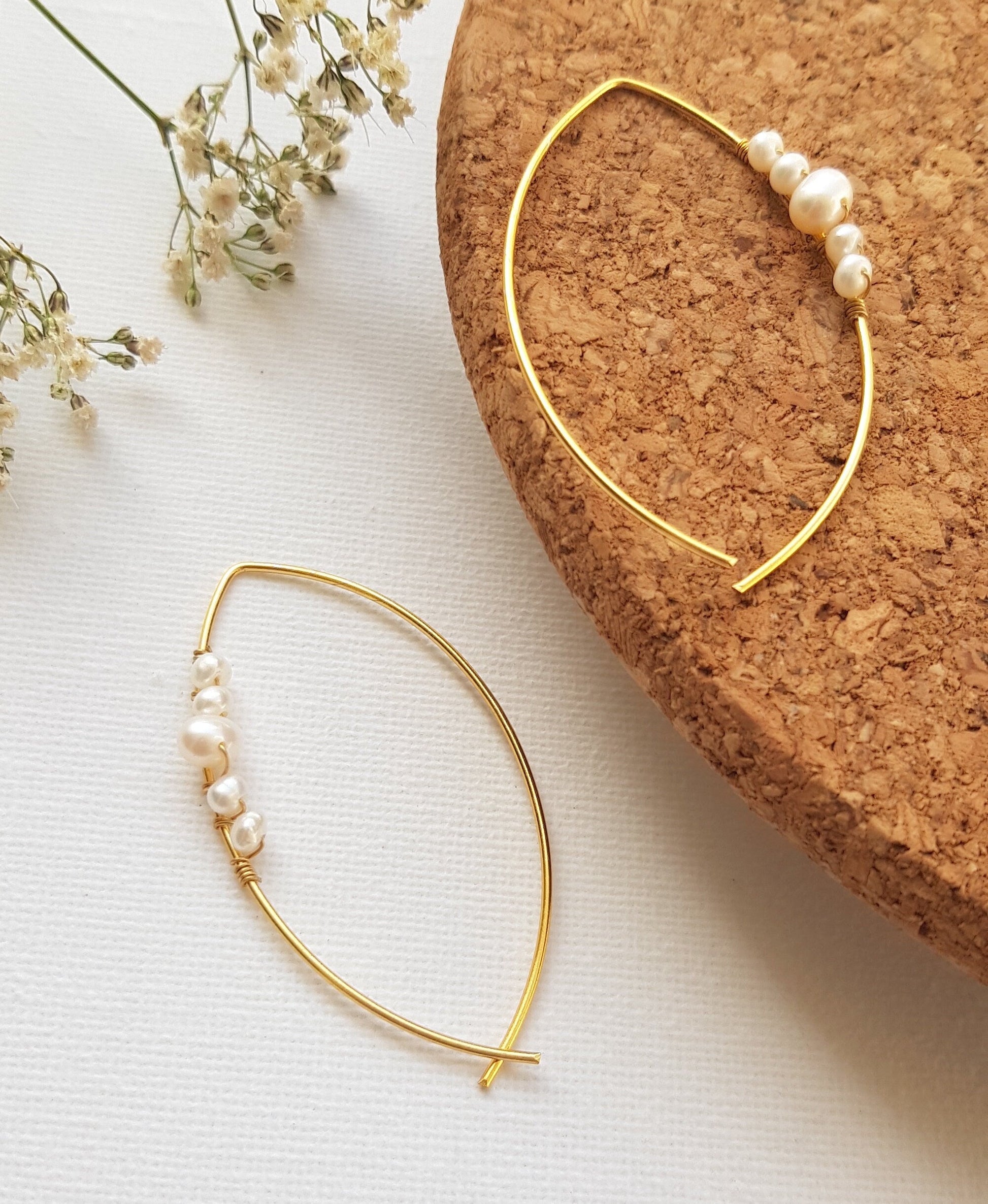 The Enache Pearl Marquise Hoop Earrings TheEnache