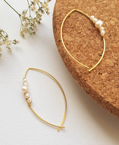 The Enache Pearl Marquise Hoop Earrings TheEnache