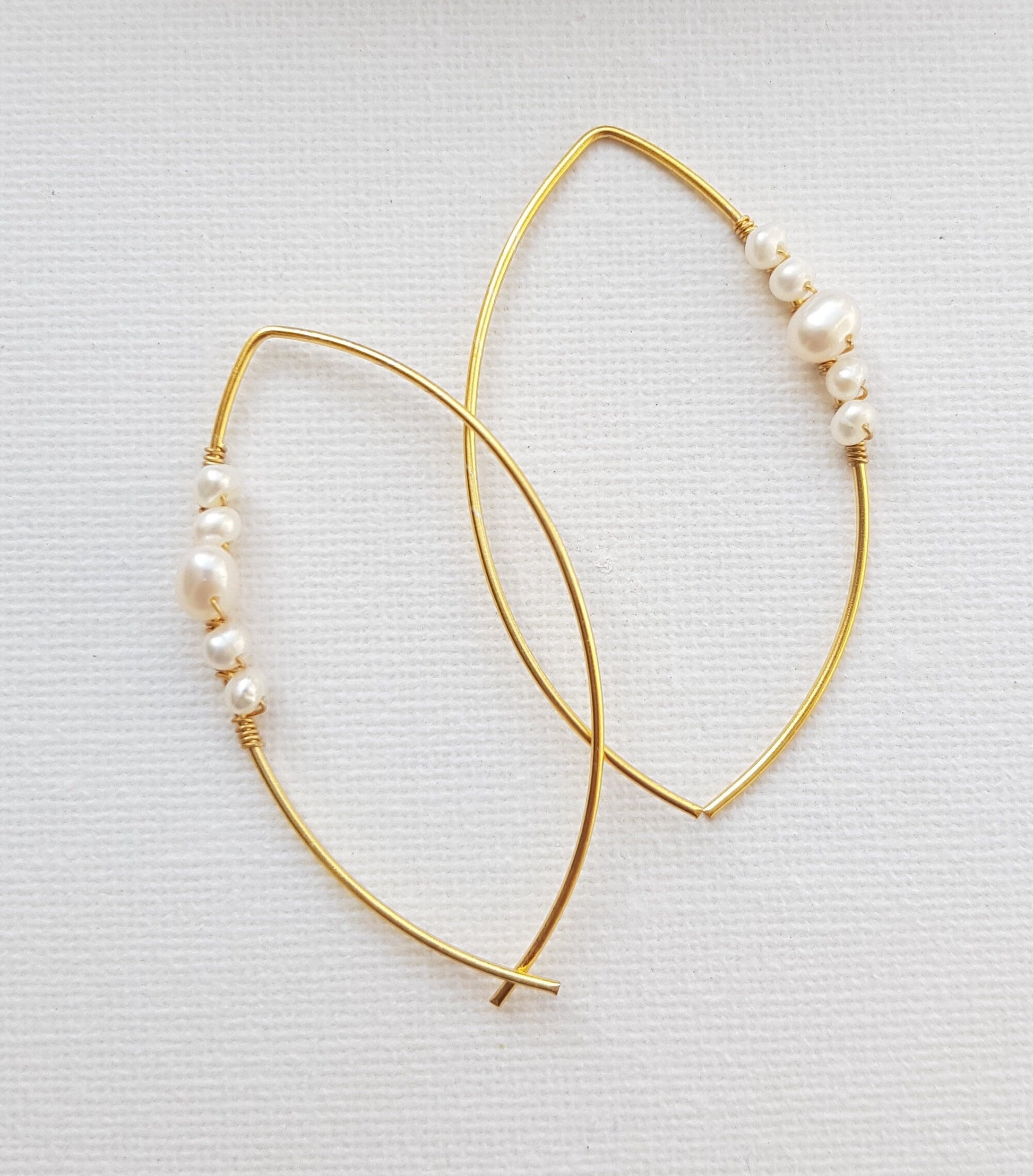 The Enache Pearl Marquise Hoop Earrings TheEnache
