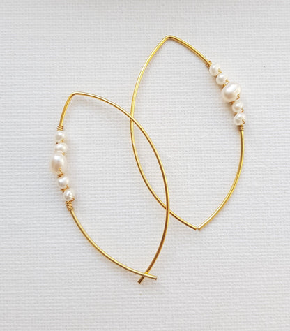 The Enache Pearl Marquise Hoop Earrings TheEnache