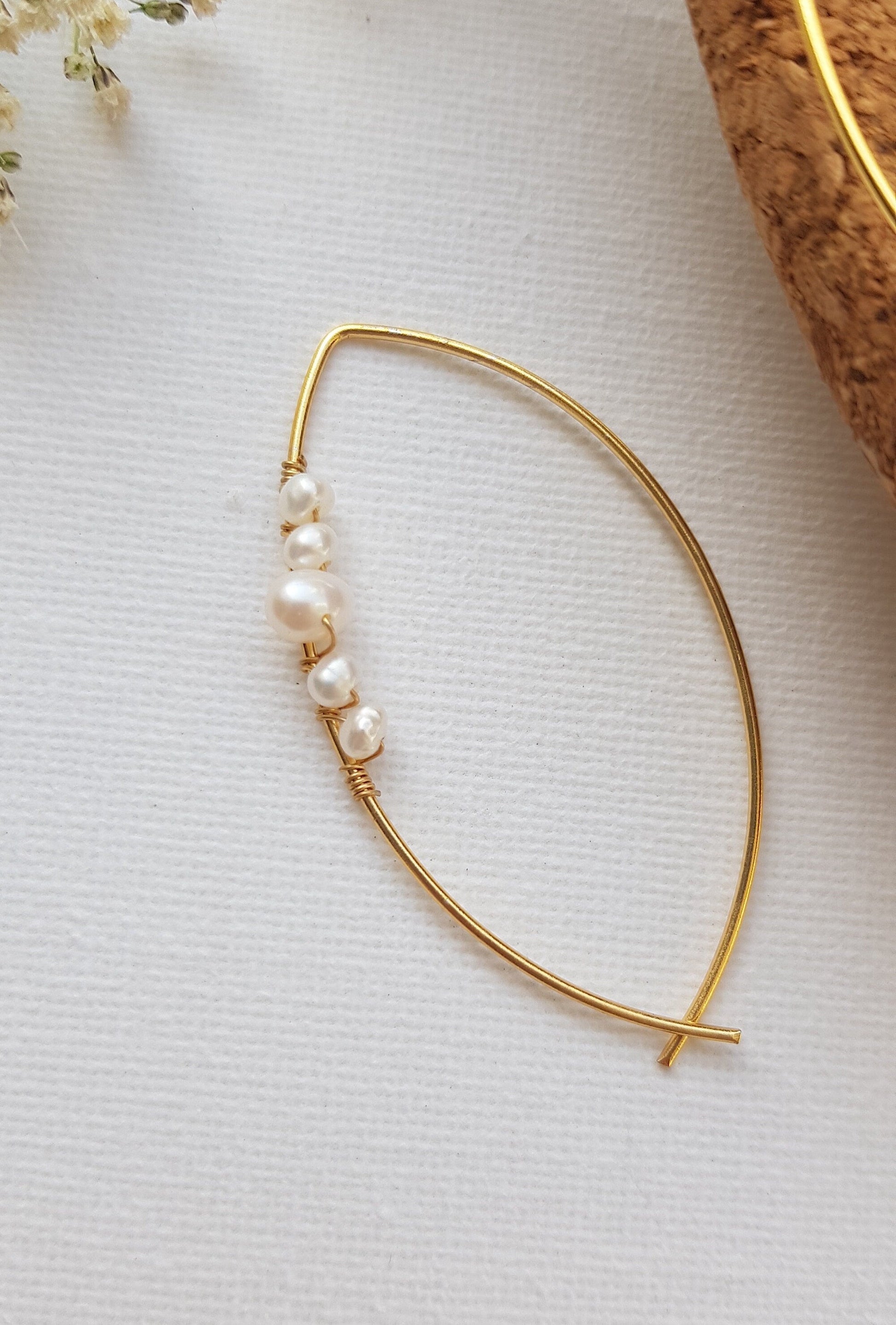 The Enache Pearl Marquise Hoop Earrings TheEnache