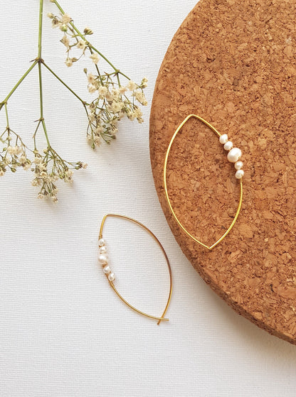 The Enache Pearl Marquise Hoop Earrings TheEnache