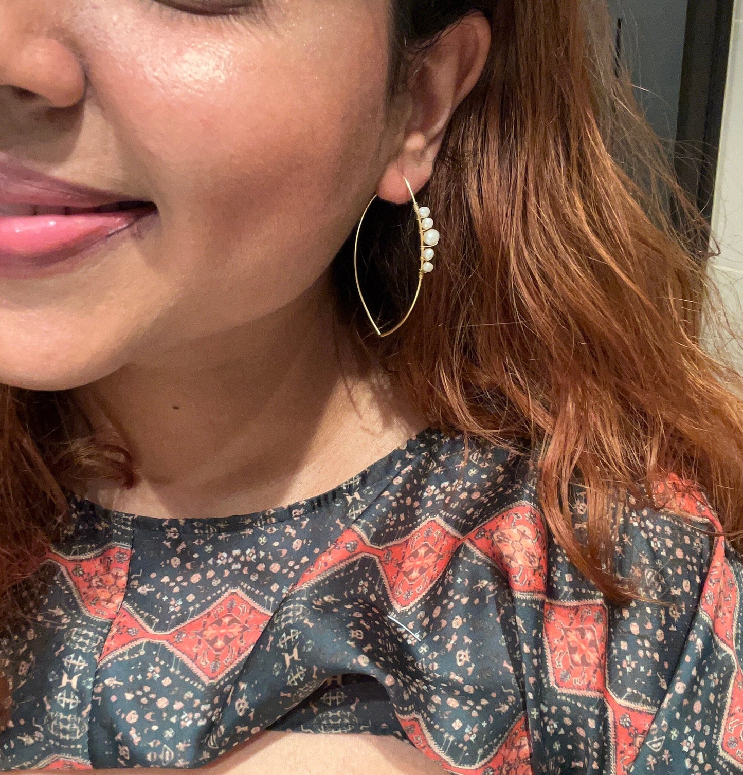 The Enache Pearl Marquise Hoop Earrings TheEnache